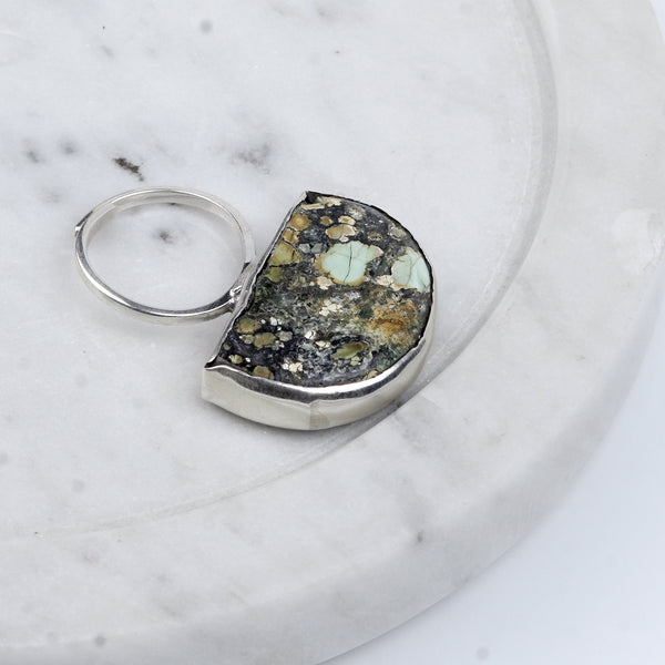 Half Moon Turquoise Geometric Ring