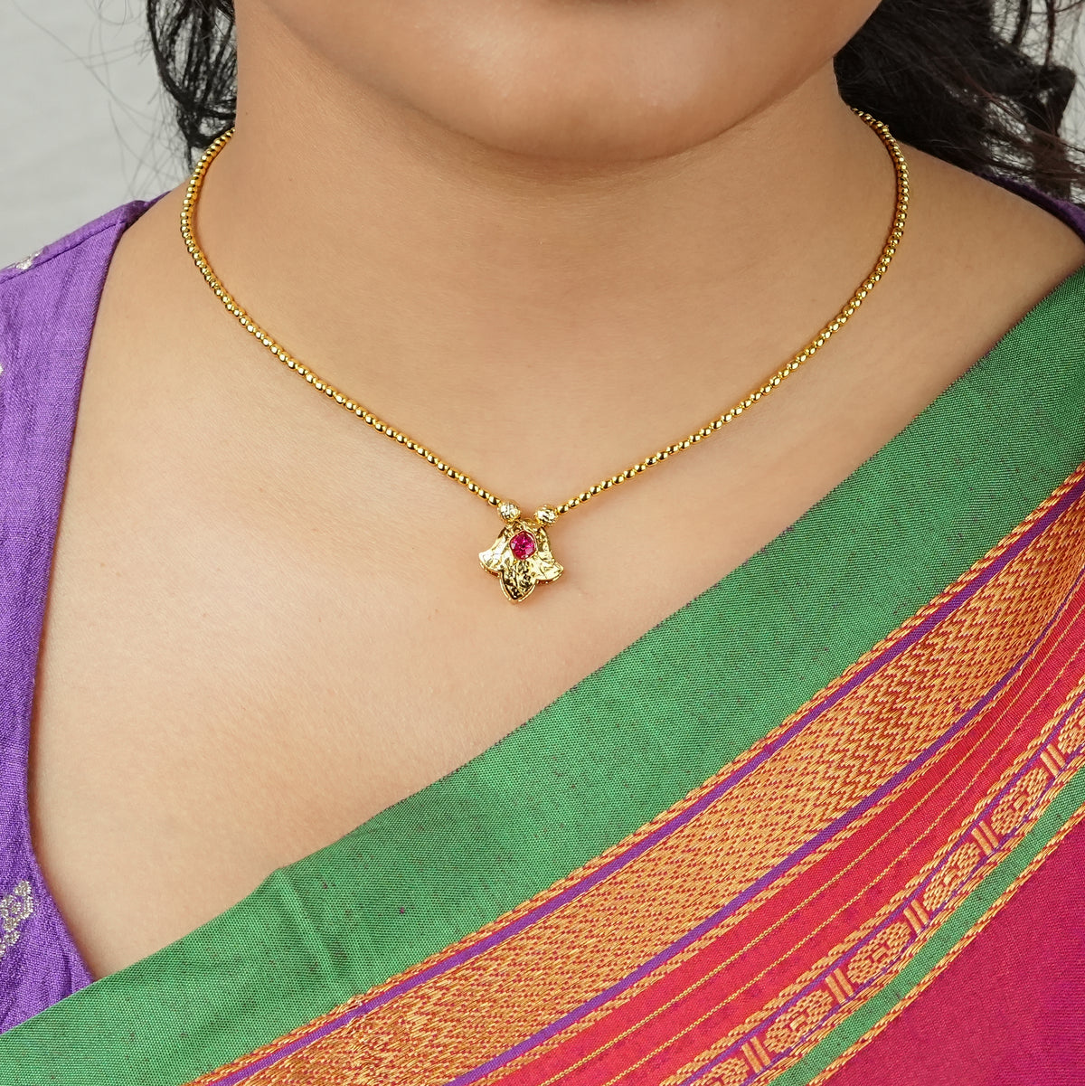 22K Gold Plated Fashion Flower Drop Necklace