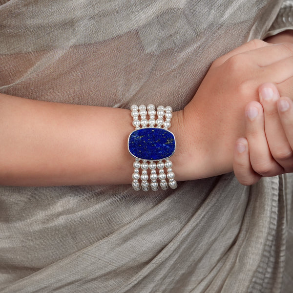 Luxe Bracelet – Lapis Lazuli & Pearls