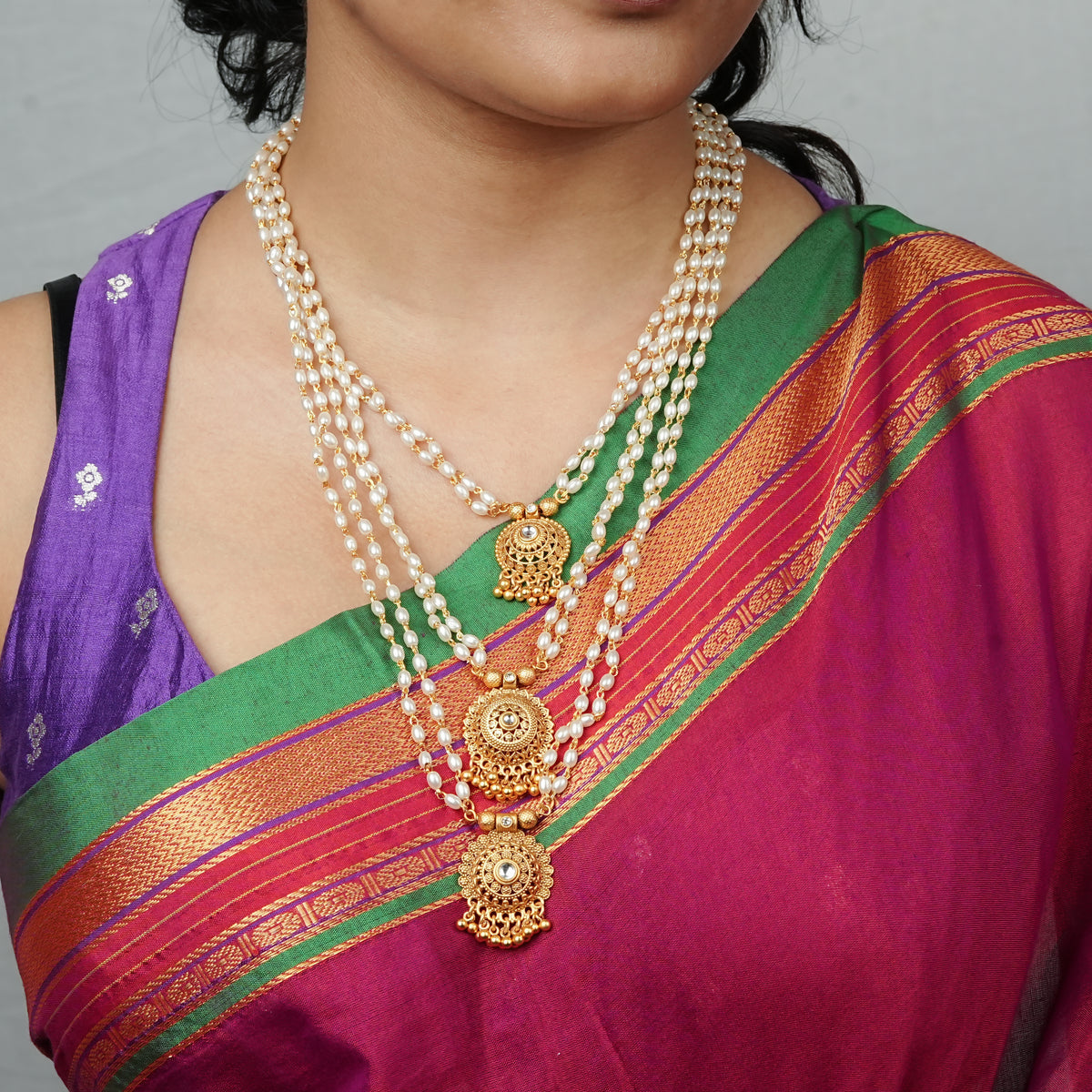 22K Gold Plated Fashion 3 – Layer Pearl Set