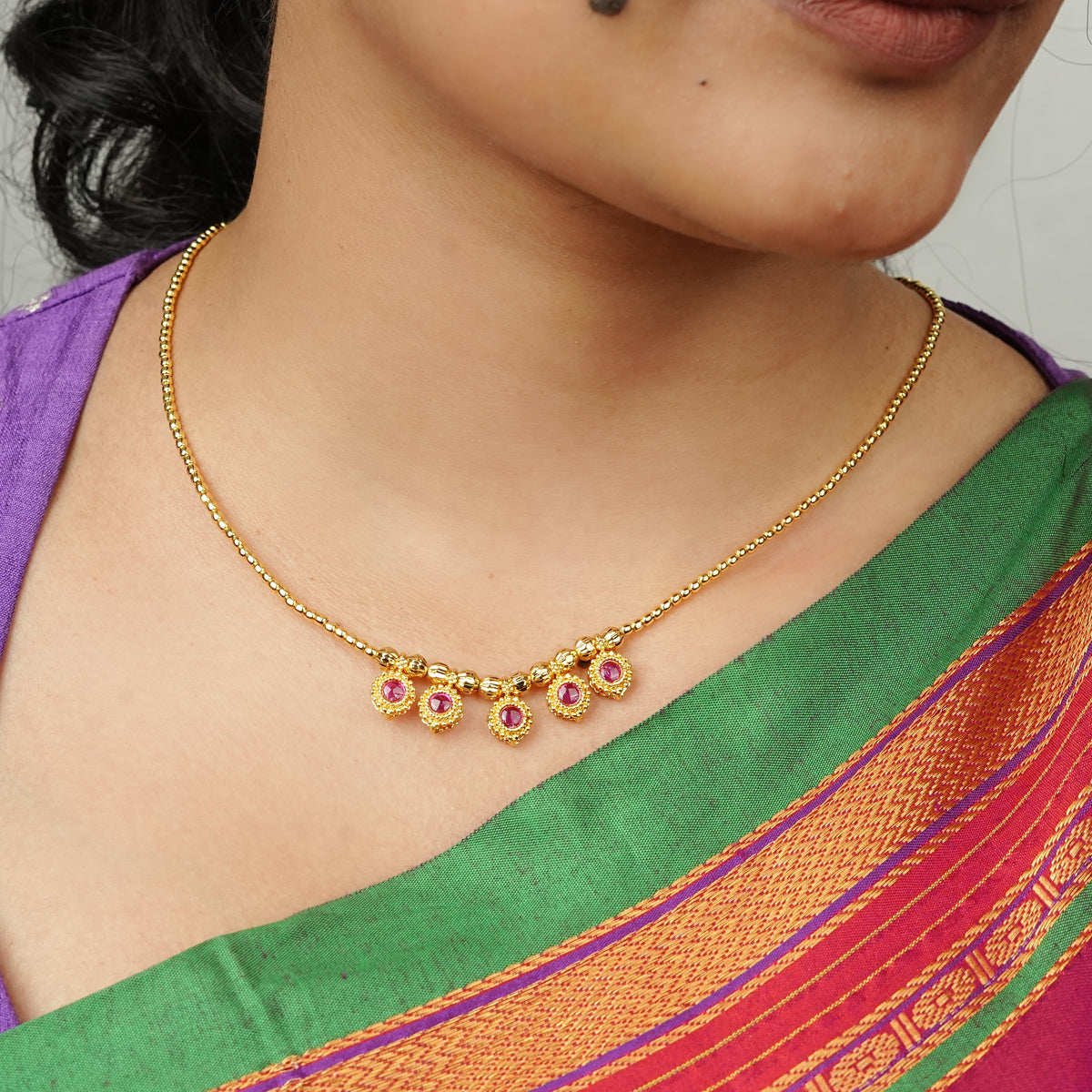 22K Gold Plated Fashion Pink Stone Set