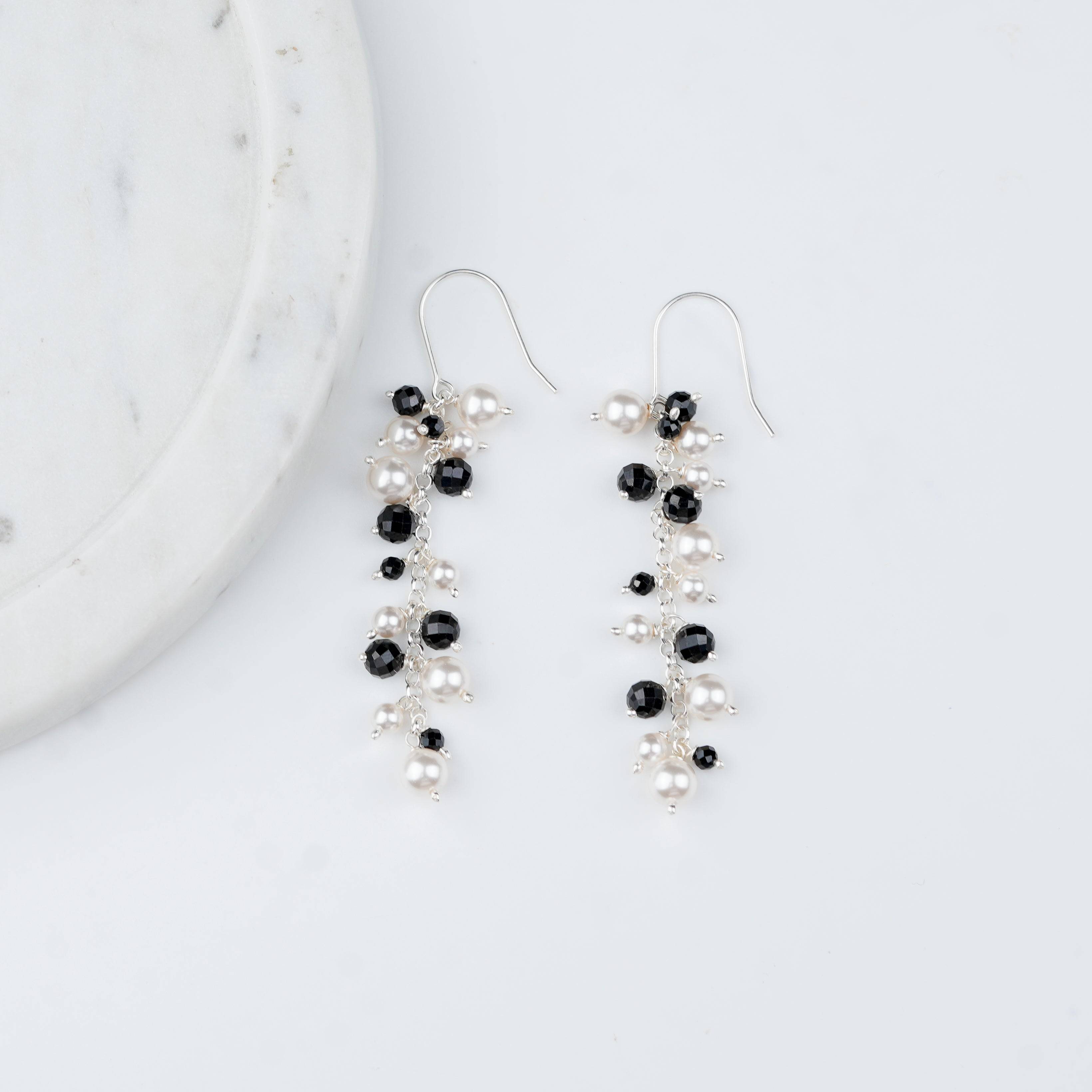 Project Handmade Black Spinel & Pearl Earrings