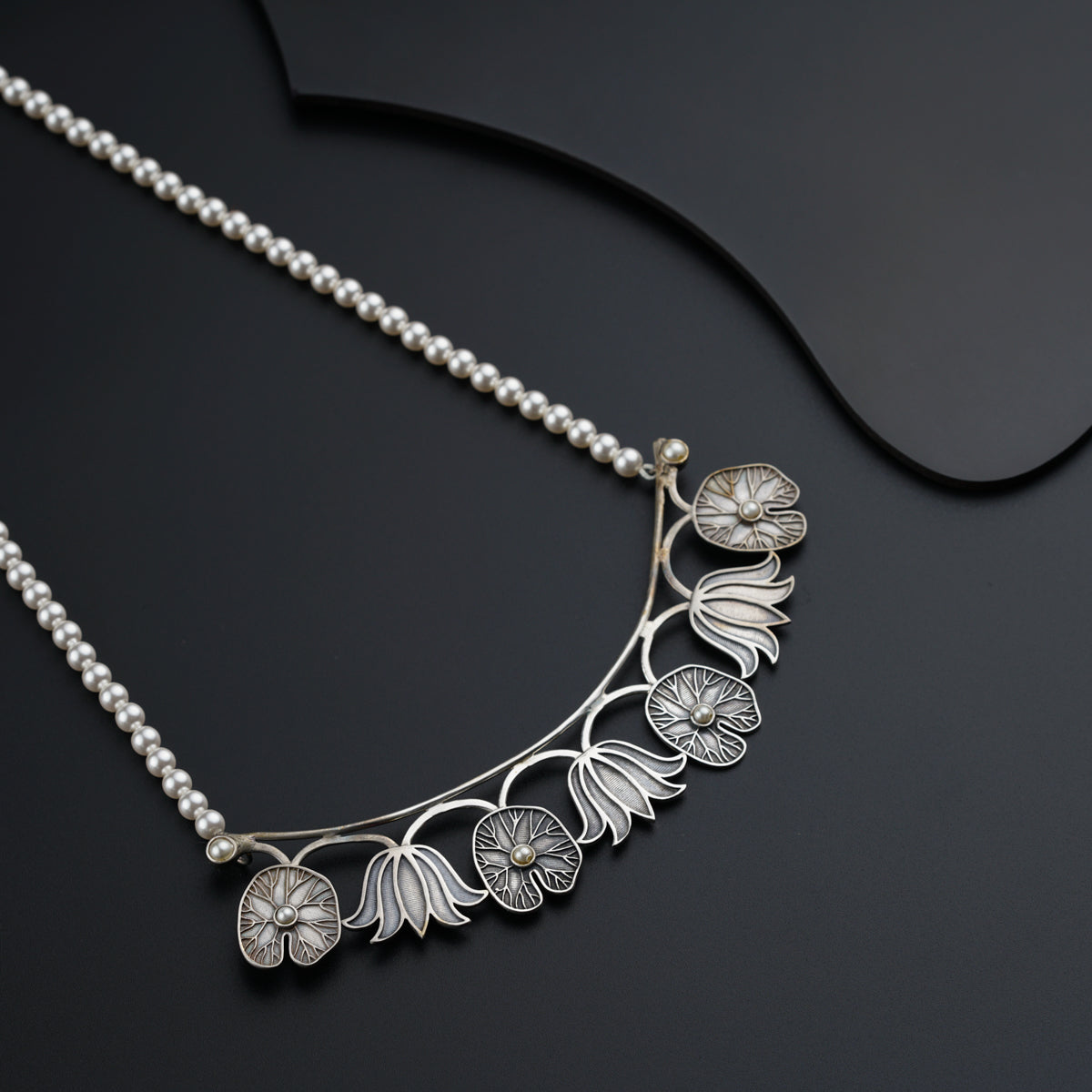 Abstract Silver Pearl Set