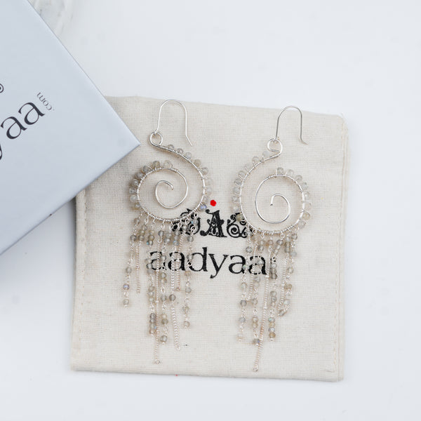 Labradorite Spiral Silver Earrings (Project Handmade)