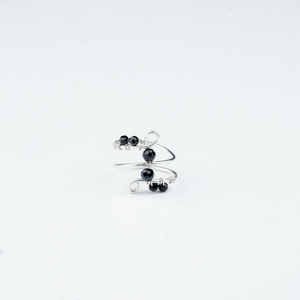 Project Handmade black spinel silver ring