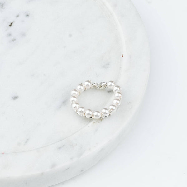 Project Handmade white pearl silver ring