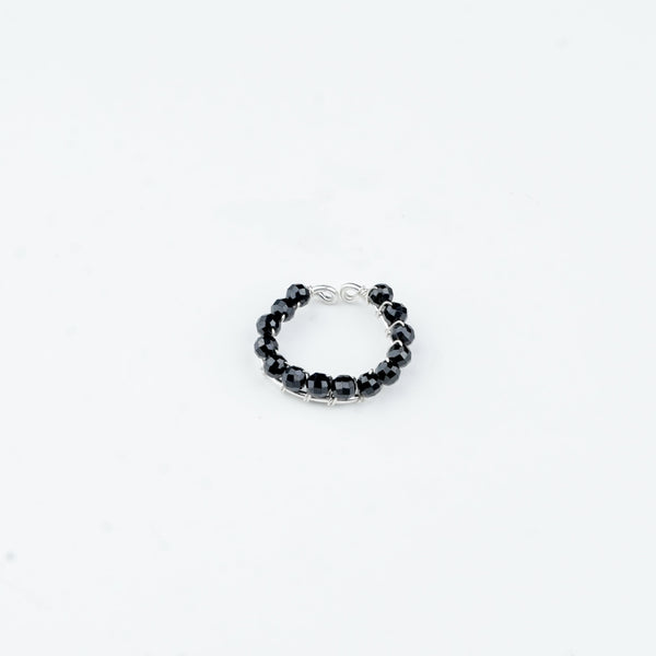 Premium 92.5 sterling silver Black Spinel Wrapped Ring