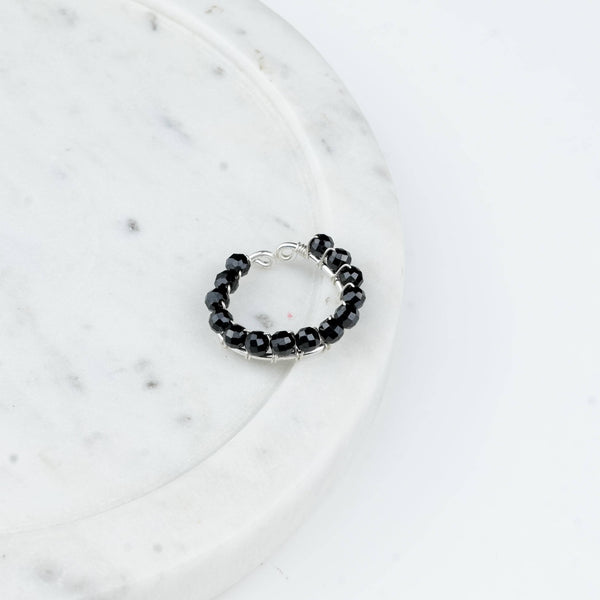 Project Handmade black spinel silver ring