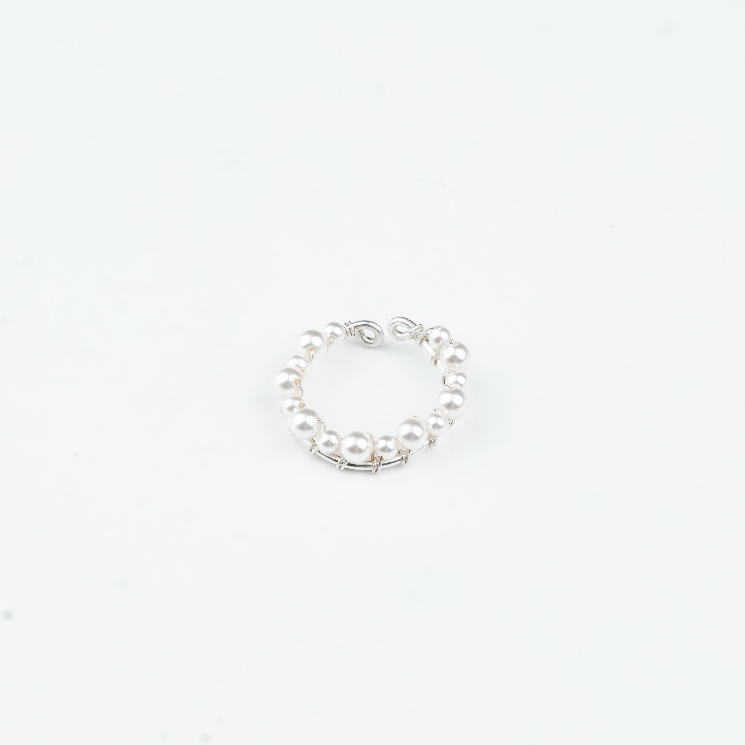 White Pearl Silver Ring (Project Handmade)