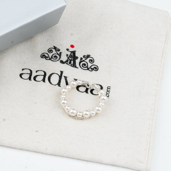 Sterling silver ring with lustrous white pearl