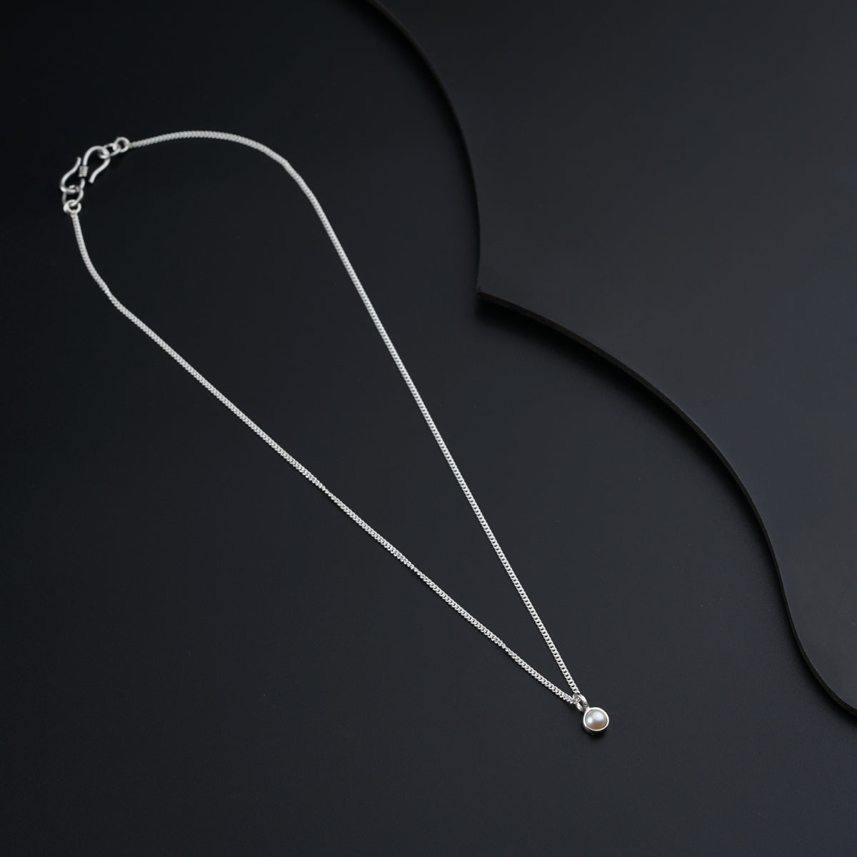 Silver Necklace with Pearl Drop