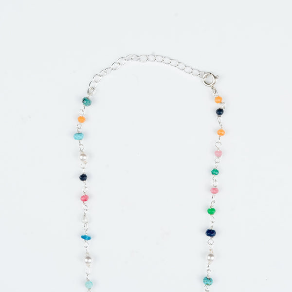 Close-up of Multicolour Small Stone Ganthan Necklace craftsmanship