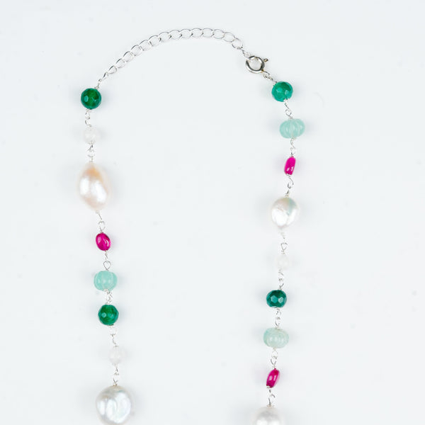 Traditional handcrafted Ganthan necklace with organic baroque pearls