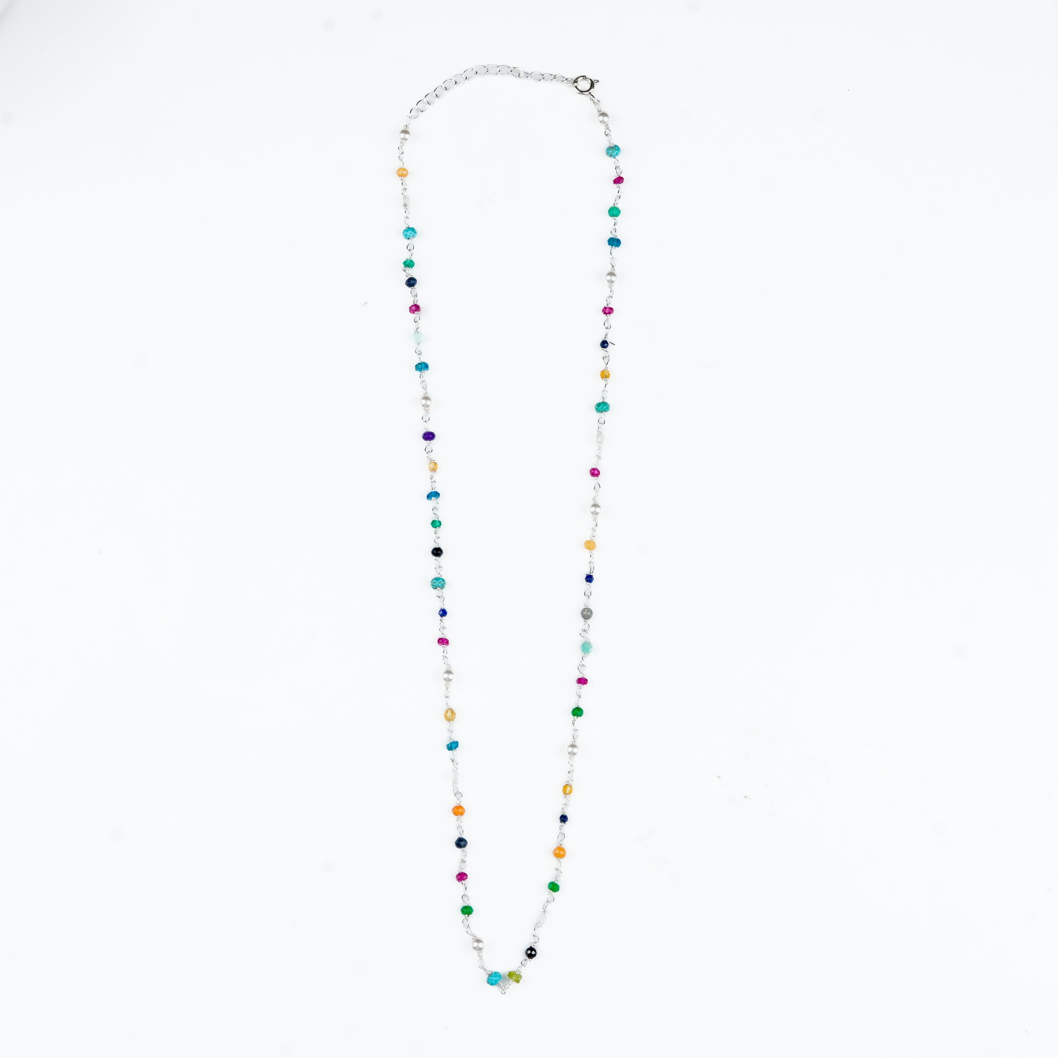 Multicolour gemstone and pearl Ganthan necklace for women