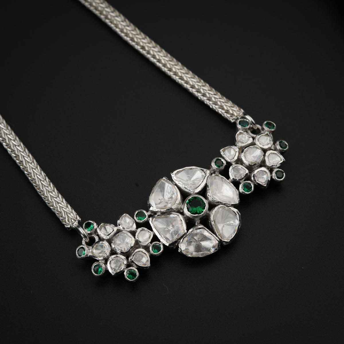 Polki Choker Silver Set (Moissanite)