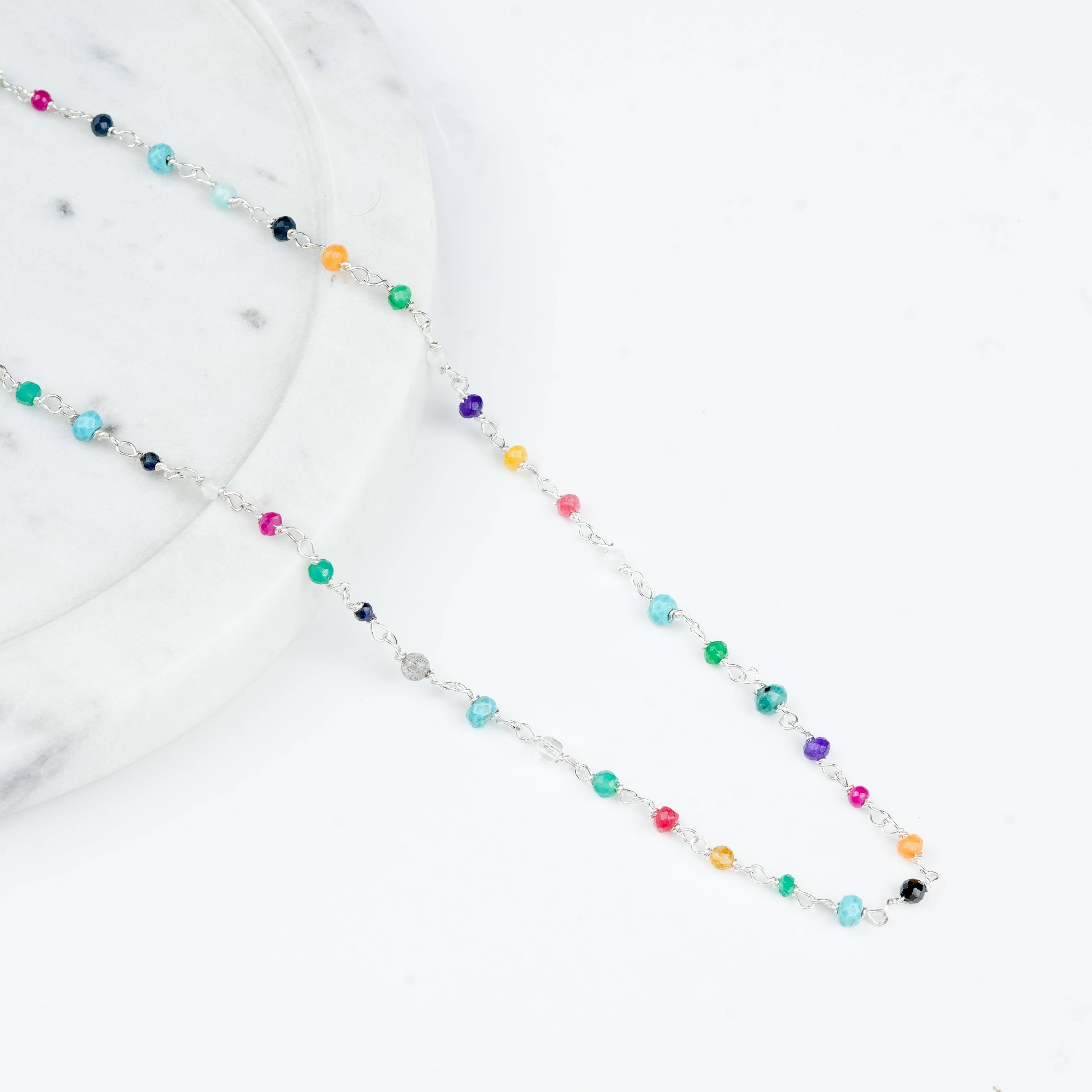 Close-up of Multicolour Small Stone Ganthan Necklace craftsmanship