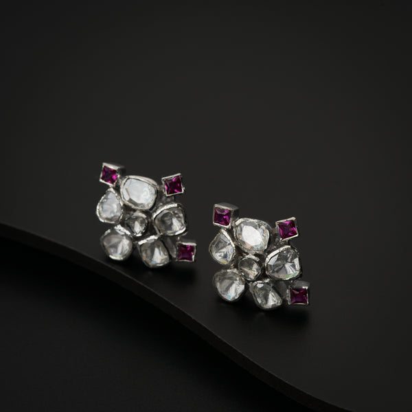Polki Silver Set with Moissanite jewelry earrings