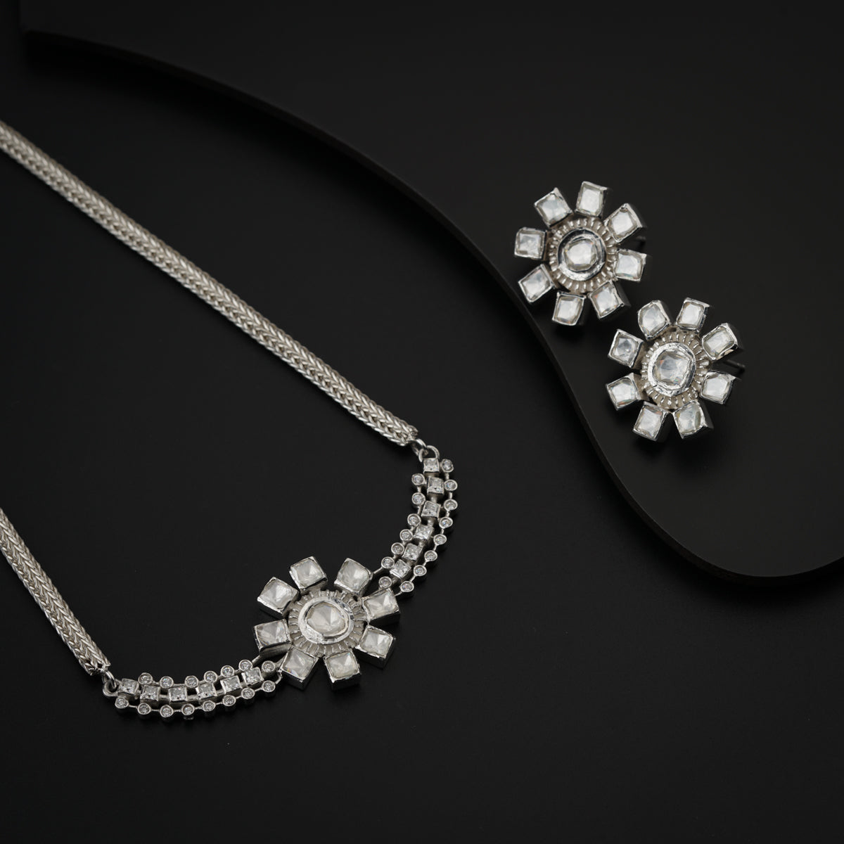 Polki Choker Design Silver Set (Moissanite)