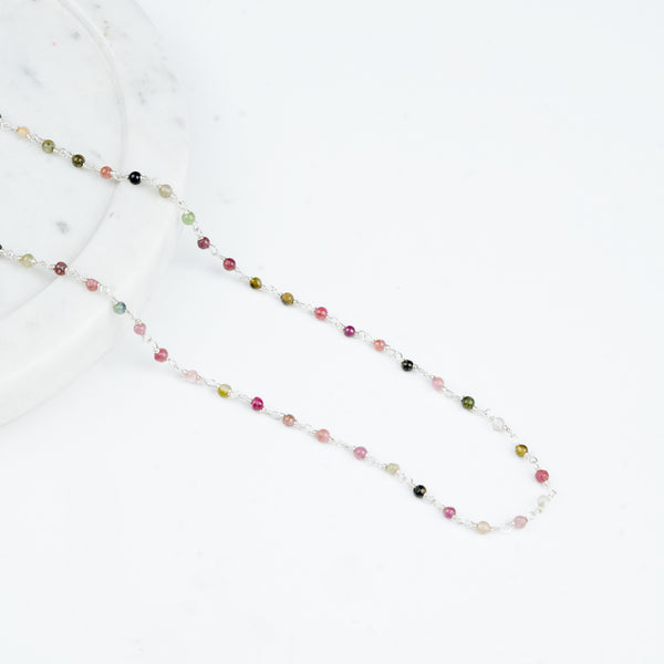 Traditional Ganthan necklace with colourful tourmaline stones