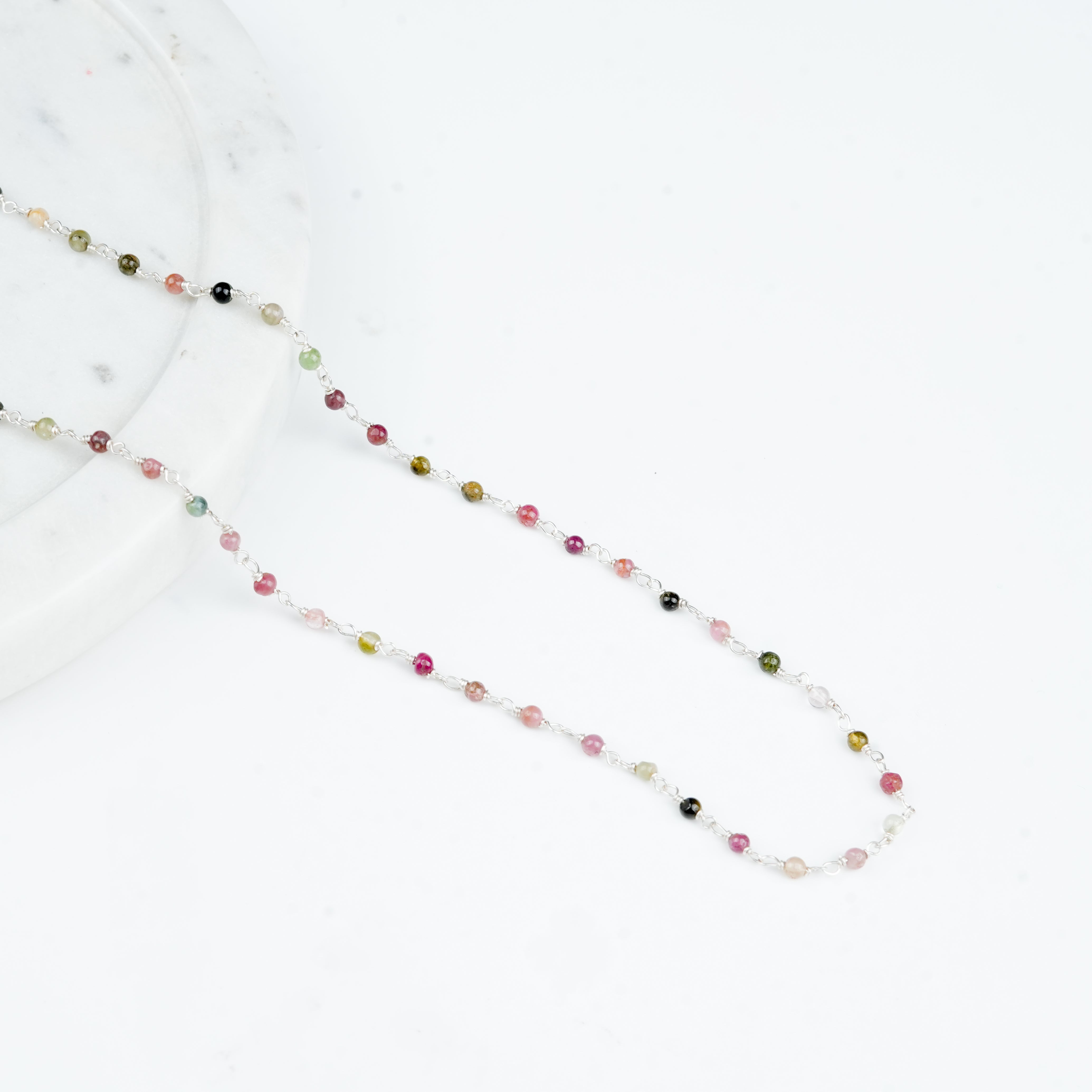 Traditional Ganthan necklace with colourful tourmaline stones