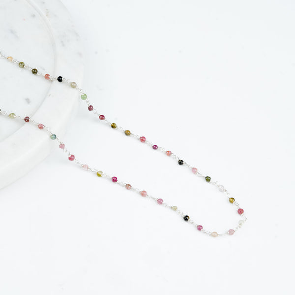 Traditional Ganthan necklace with colourful tourmaline stones