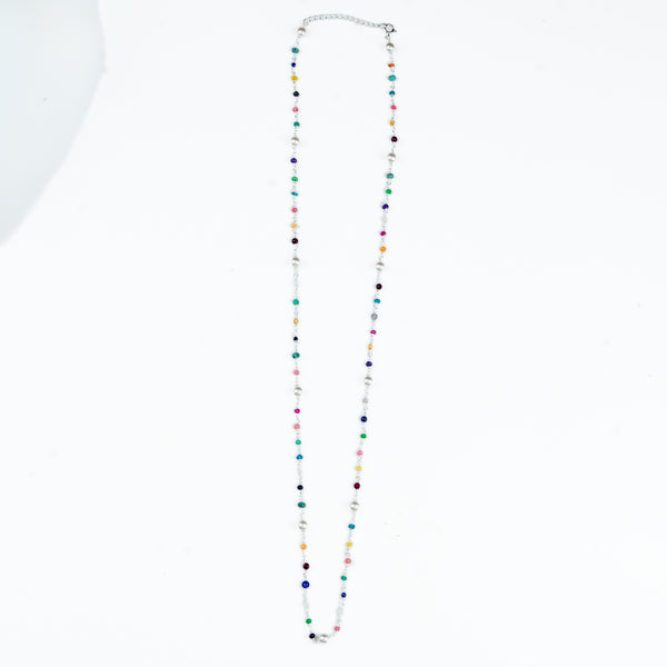 Multicolour gemstone and pearl Ganthan necklace for women