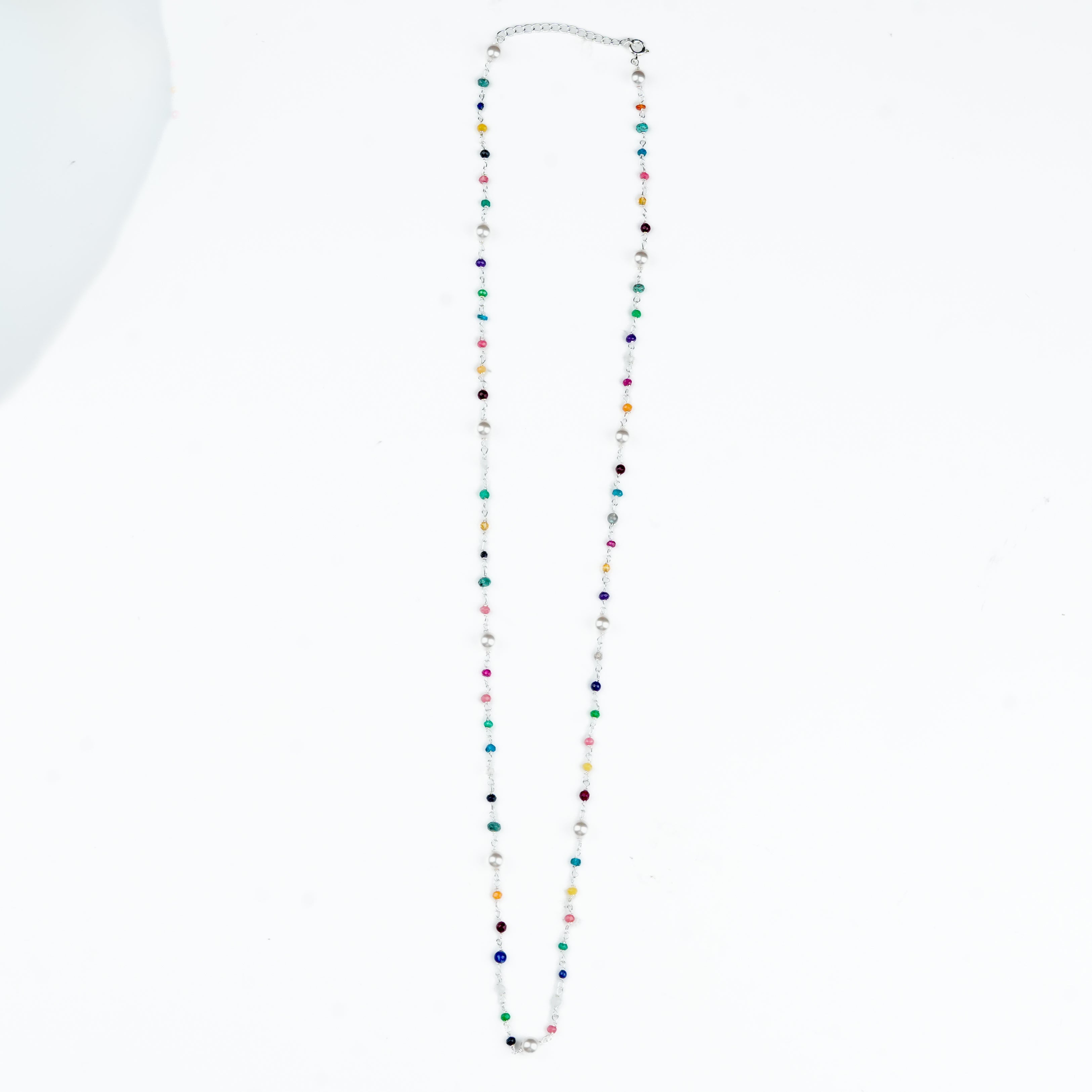 Multicolour gemstone and pearl Ganthan necklace for women