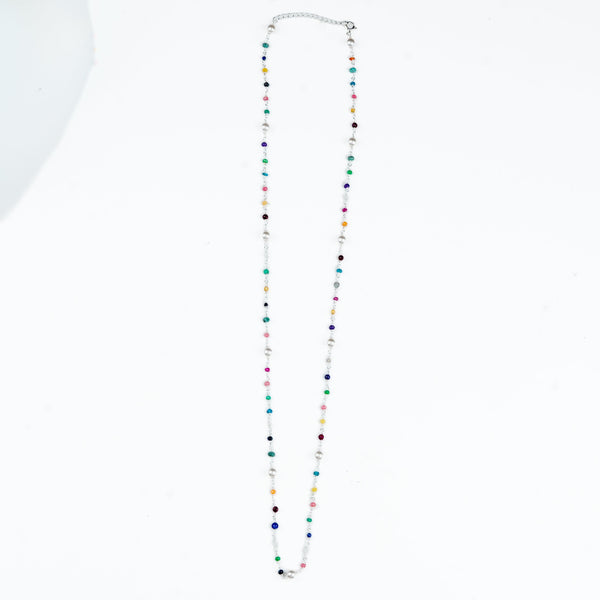 Multicolour gemstone and pearl Ganthan necklace for women