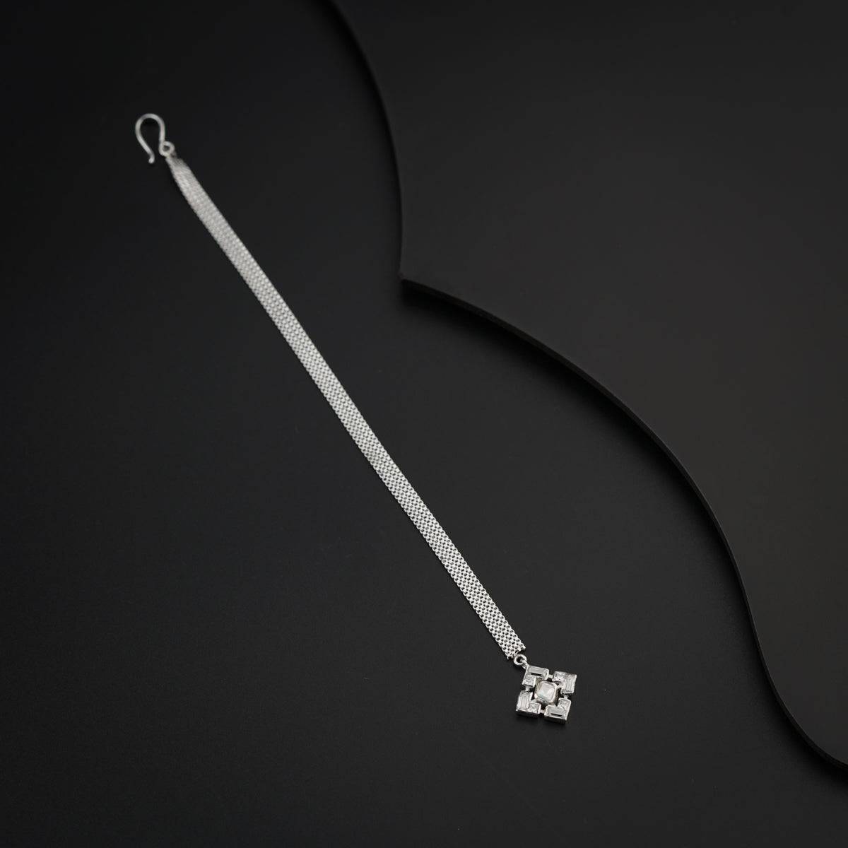 Polki Silver Maang Tika (Moissanite)