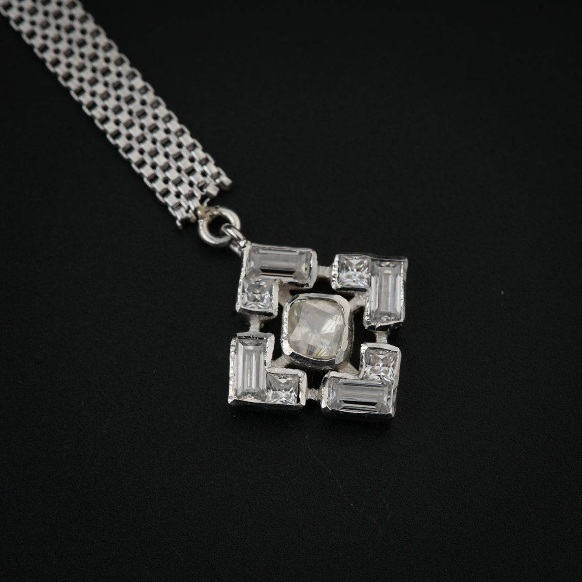 Polki Silver Maang Tika (Moissanite)