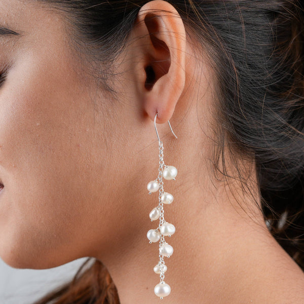 Handcrafted freshwater pearl wine earrings for women