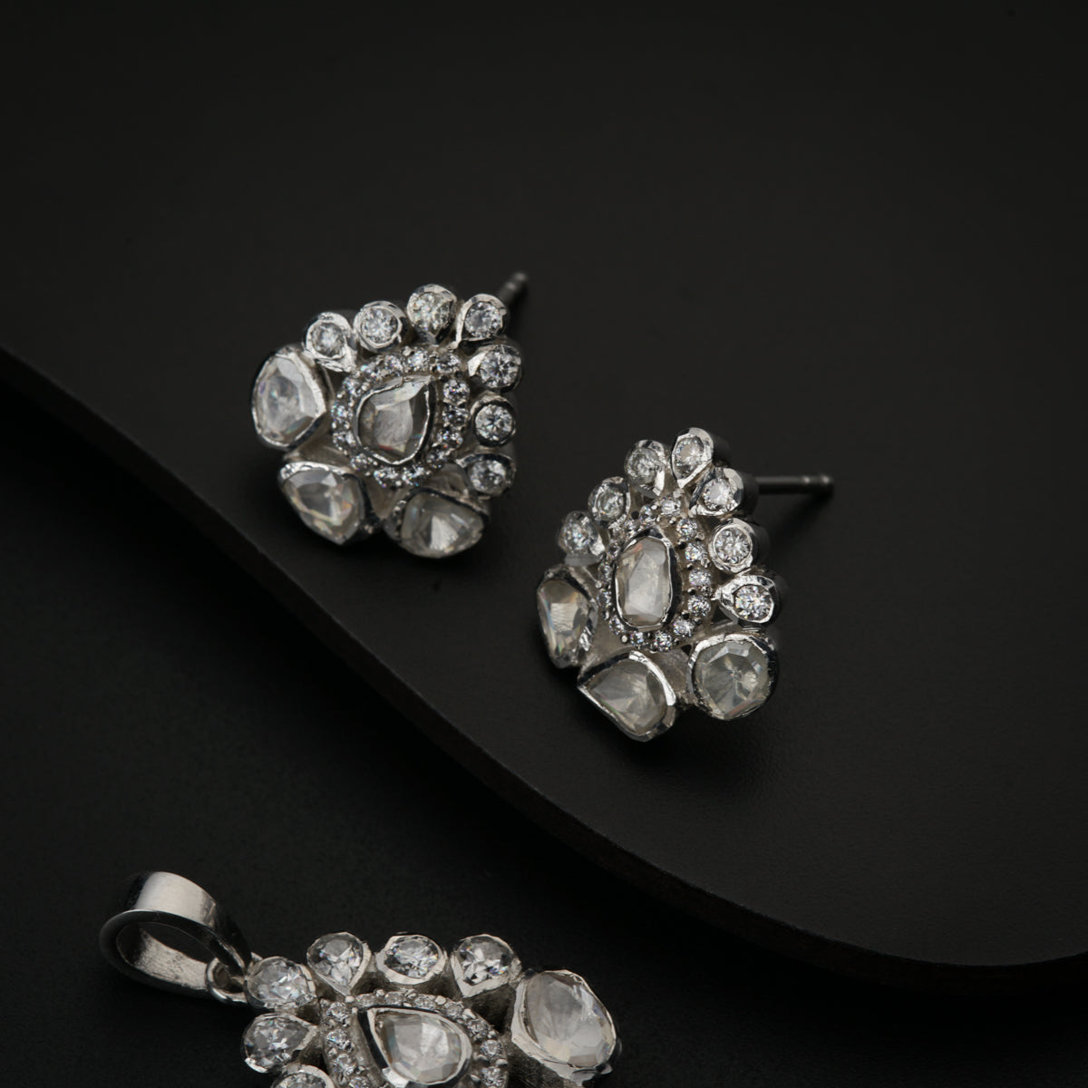 Polki Earrings & Pendant Set (Moissanite)