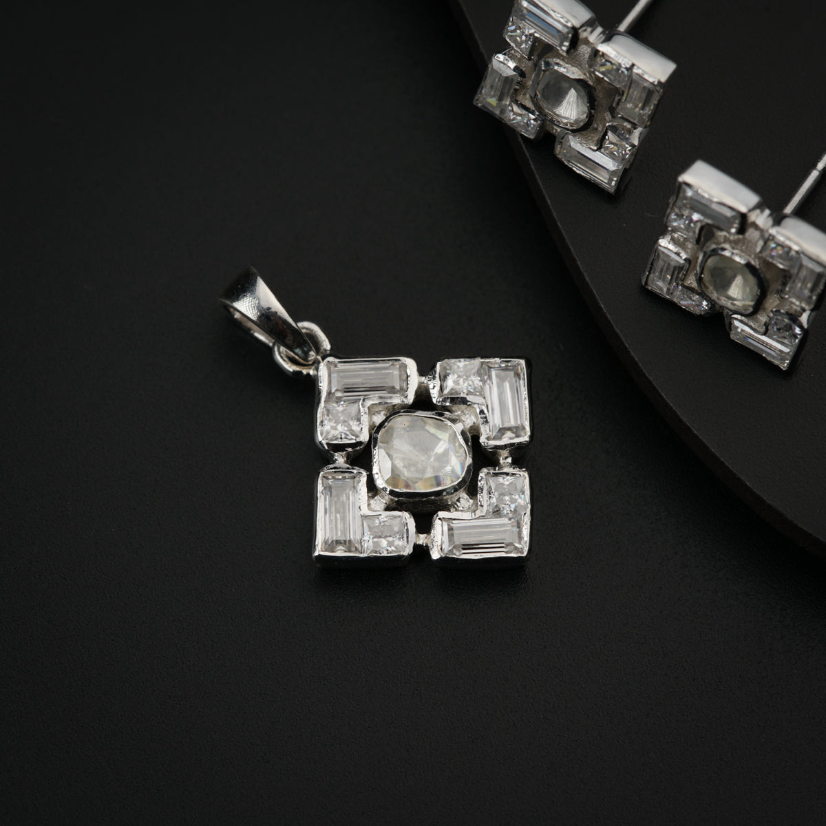 Polki Earrings & Pendant Set (Moissanite)