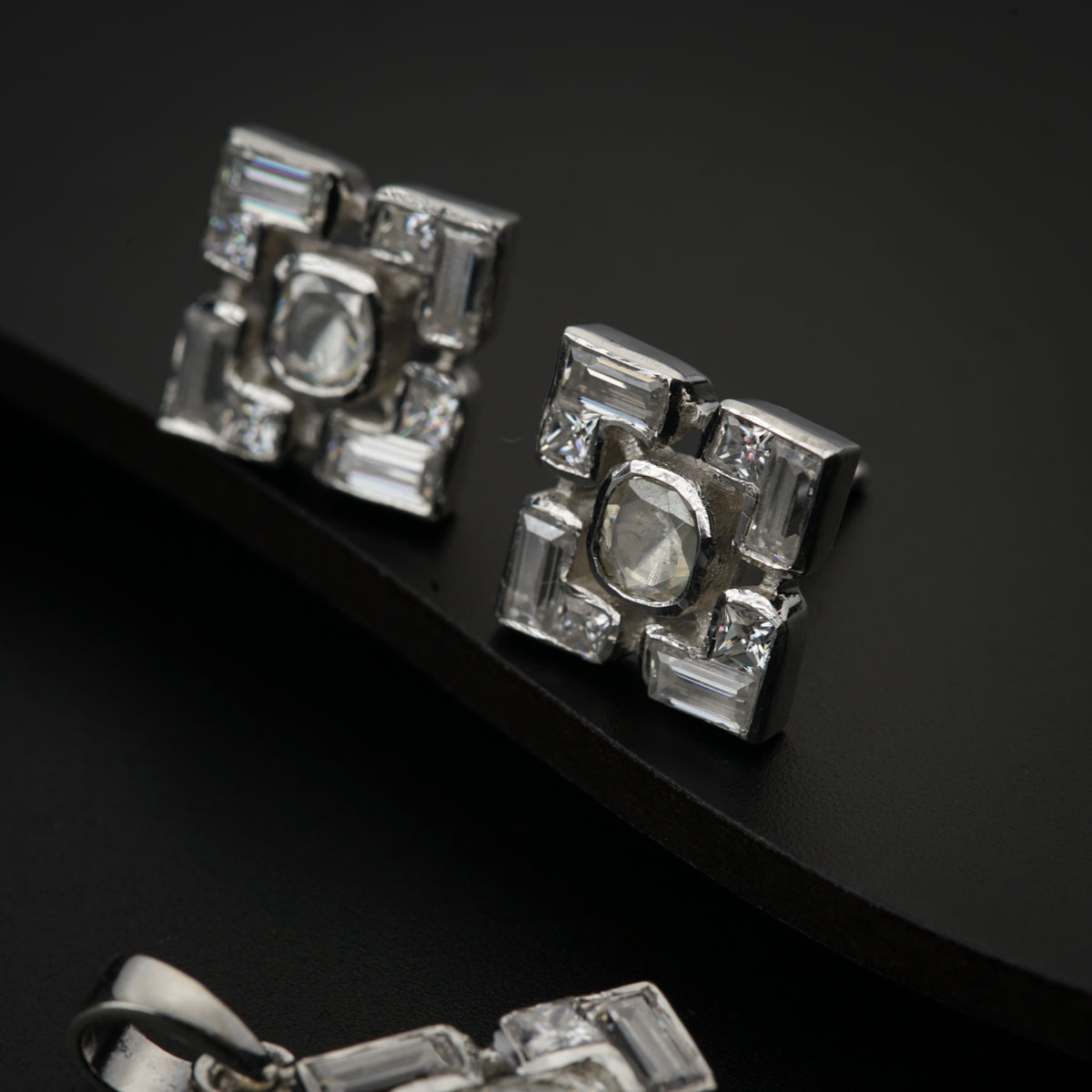 Polki Earrings & Pendant Set (Moissanite)