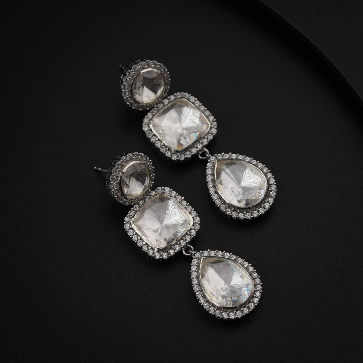 Statement Polki Silver Earring (Moissanite)