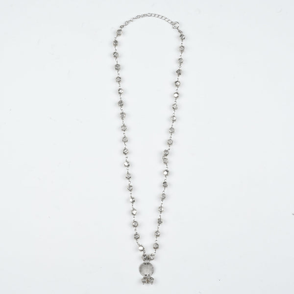 Flat-lay of Ashtapailu Necklace with Plain Coin Pendant (Small) with traditional accessories and elegant festive styling