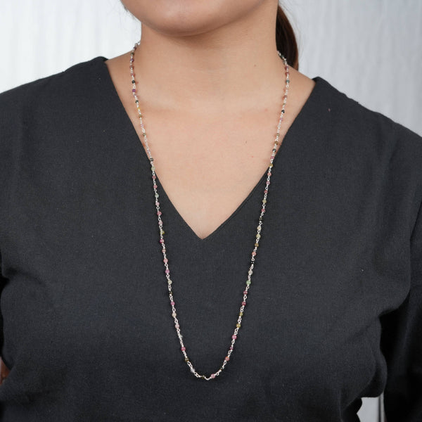 Handcrafted 26-inch tourmaline Ganthan necklace for women