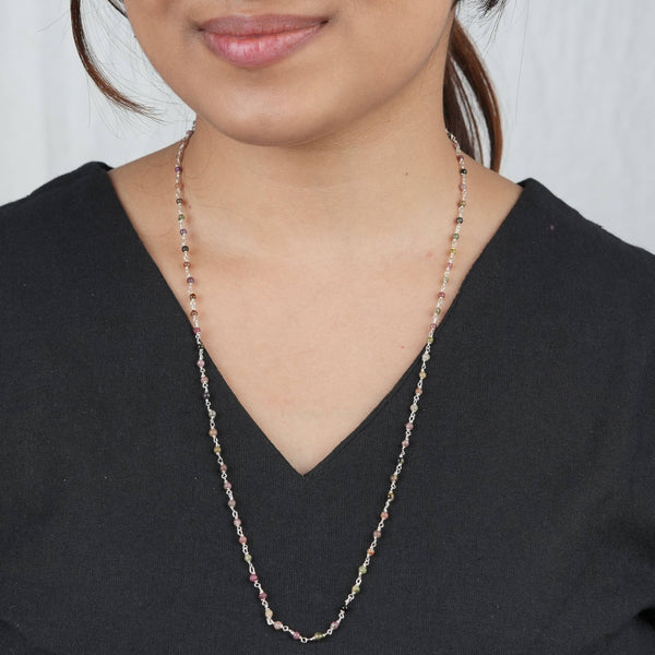 Handcrafted 24-inch tourmaline Ganthan necklace for women