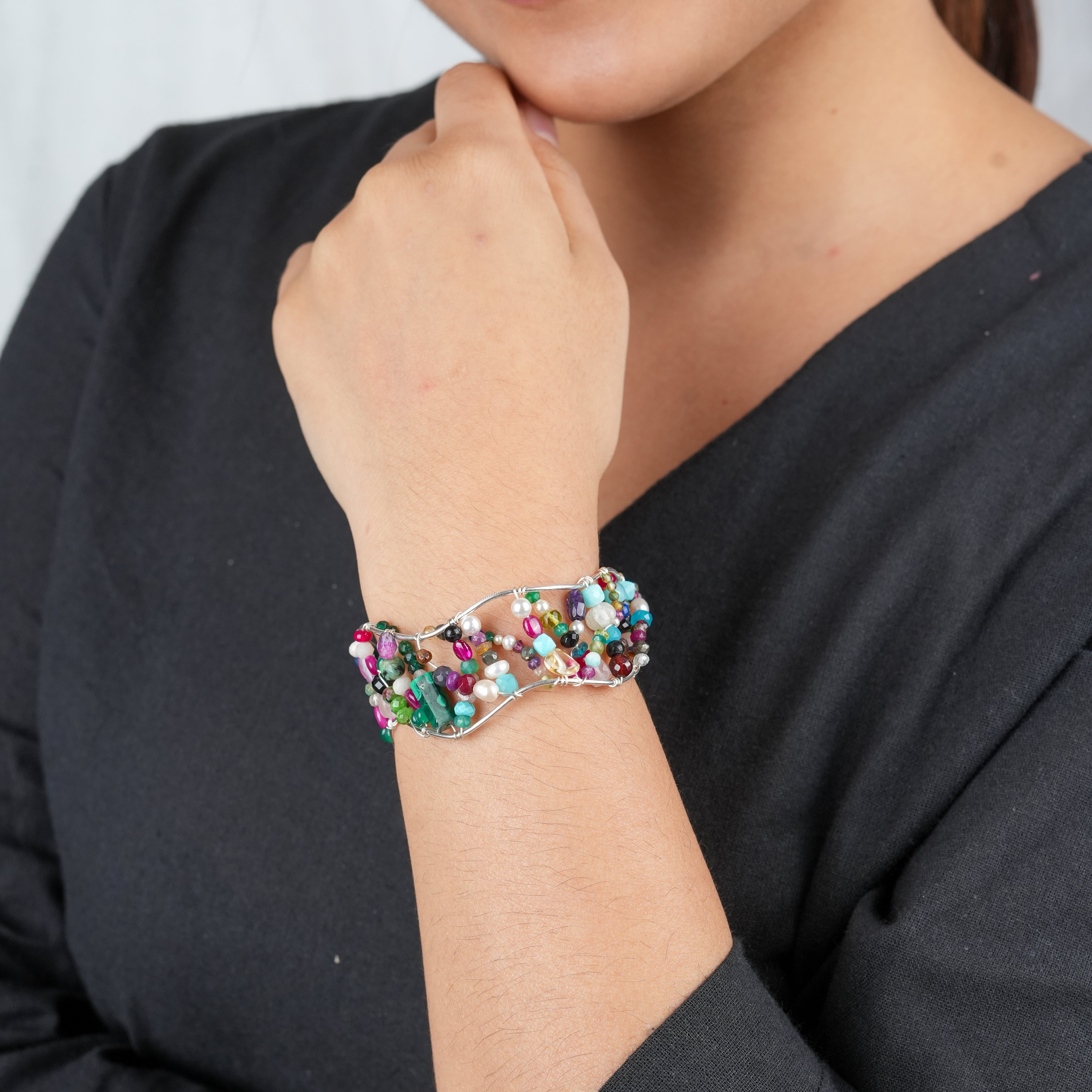 Multicolour Stone Bracelet (Project Handmade)