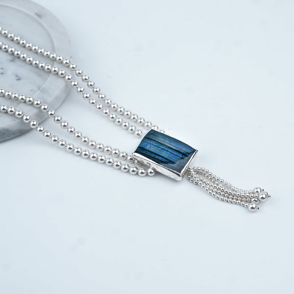 Luxe Necklace – Labradorite & Pearls