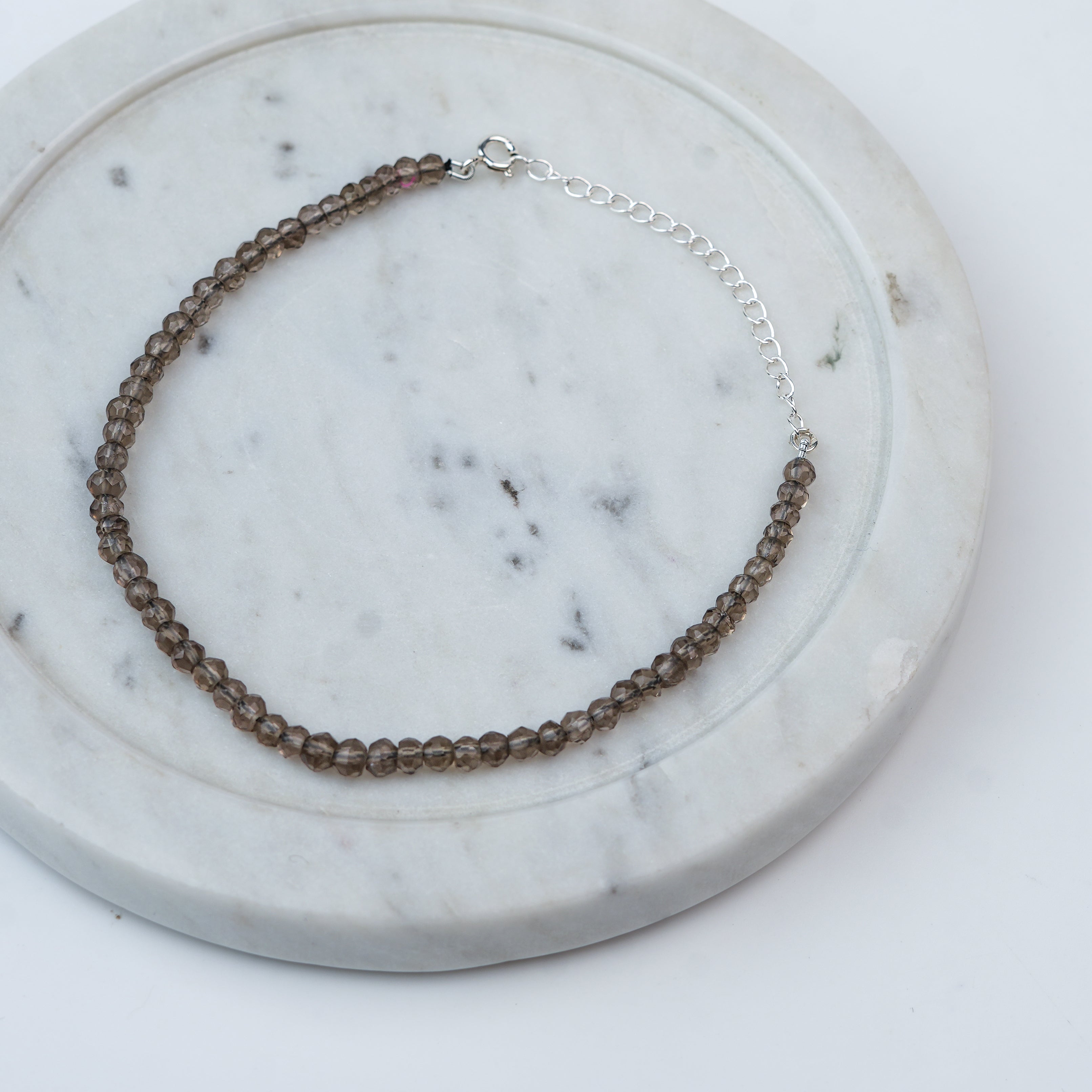 Smokey Quartz Silver Anklet (Project Handmade)