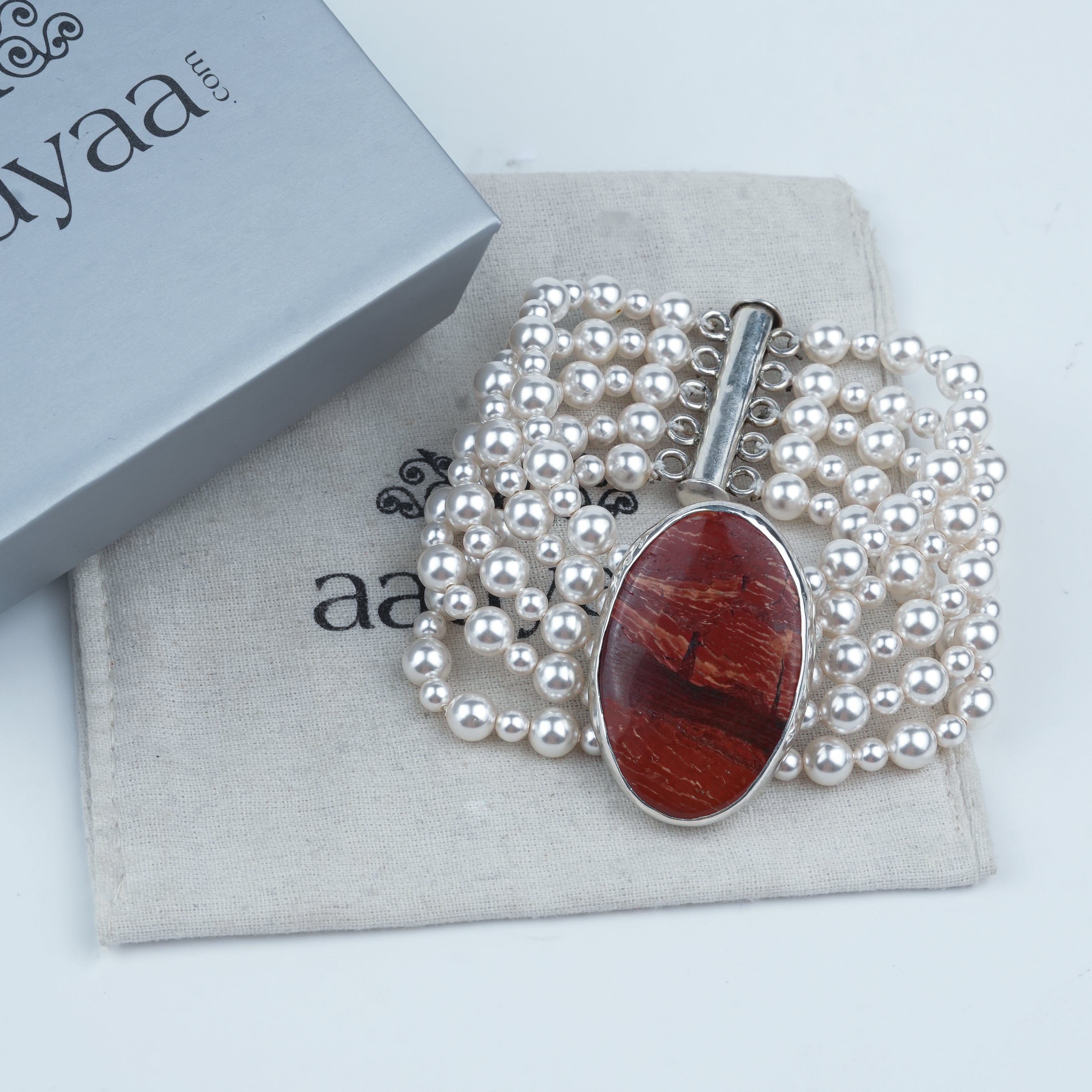 Luxe Bracelet – Red Jasper & Pearls