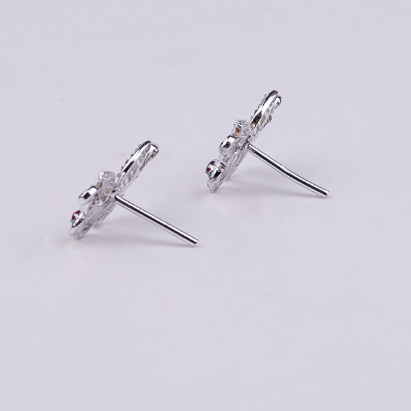 Silver CZ Butterfly Stud Earrings