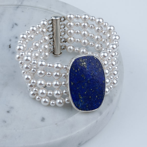 Luxe Bracelet – Lapis Lazuli & Pearls