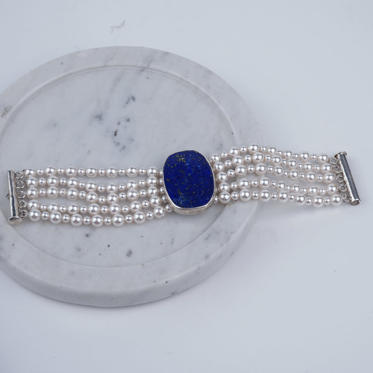 Luxe Bracelet – Lapis Lazuli & Pearls
