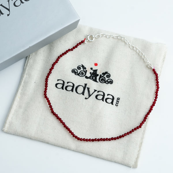 Garnet Silver Anklet (Project Handmade)