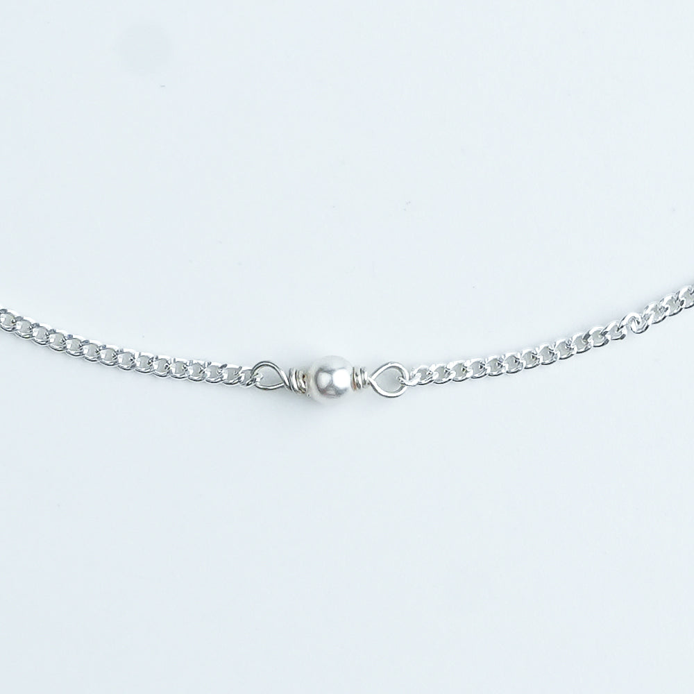 Silver Chain Anklet with 3mm Pearl
