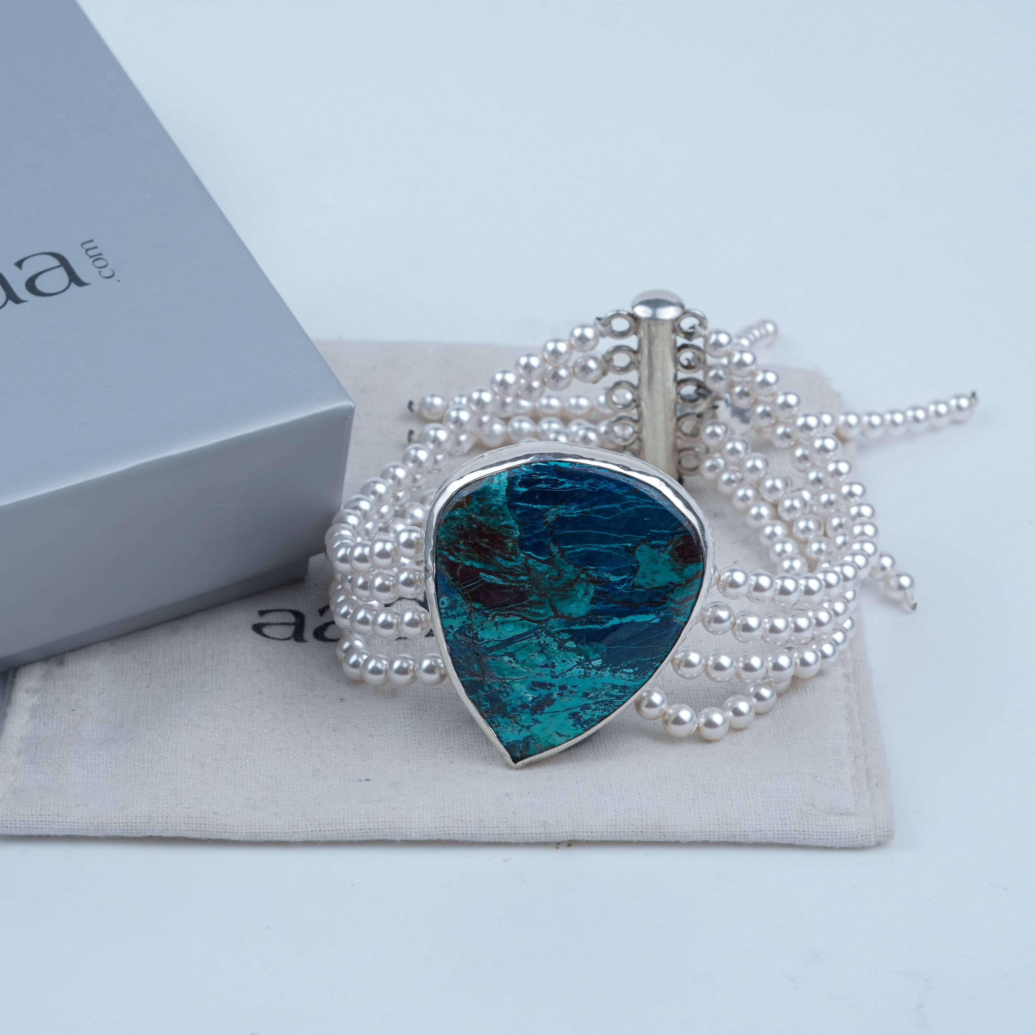 Luxe Bracelet – Chrysocolla & Pearls