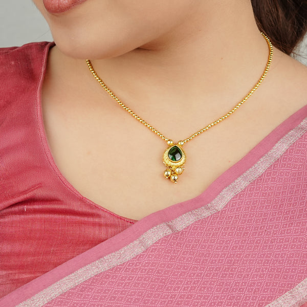 22K Gold Plated Fashion Green Drop Necklace