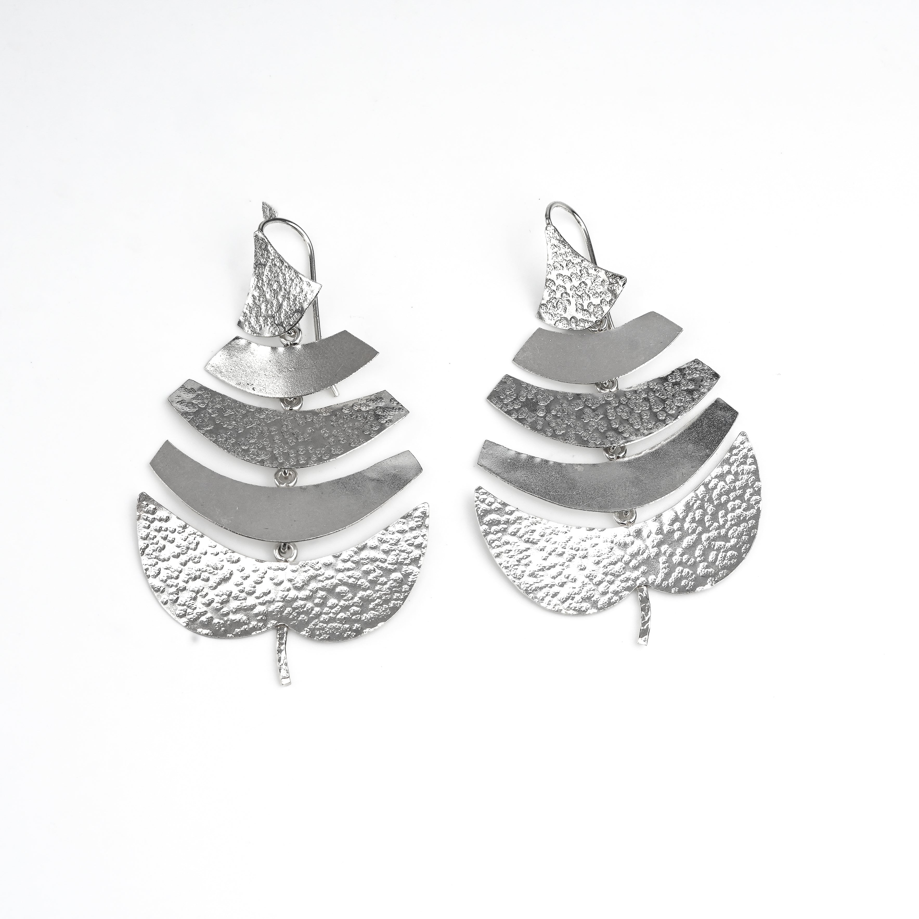 Silver Textured Leaf Earrings